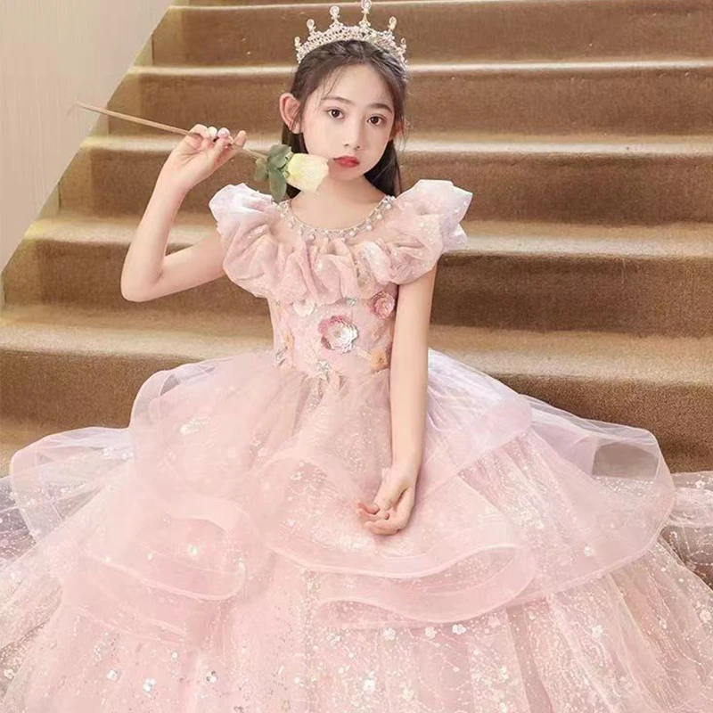 高端花童走秀公主裙女童儿童晚礼服主持人小众生日公主裙