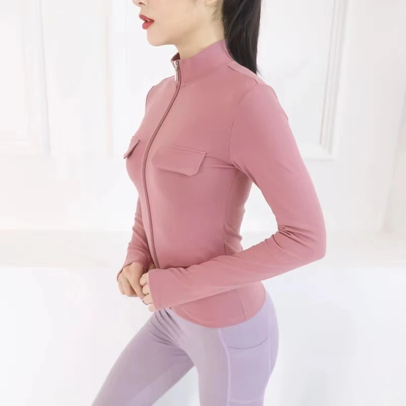 2023年新款立领拉链运动外套女修身速干瑜伽服