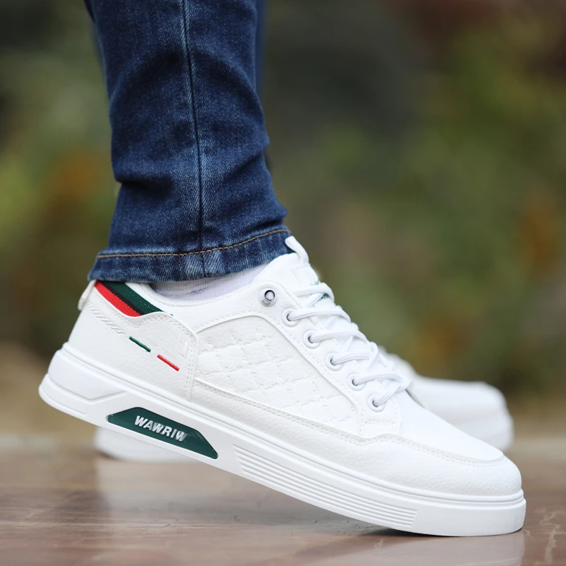 男鞋夏季透气百搭防臭休闲小白鞋男款青年潮鞋子高级感皮面板鞋男