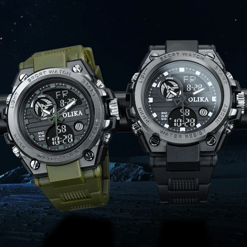 男士防水多功能潮流户外运动双显夜光闹铃计时中学生青少年电子表