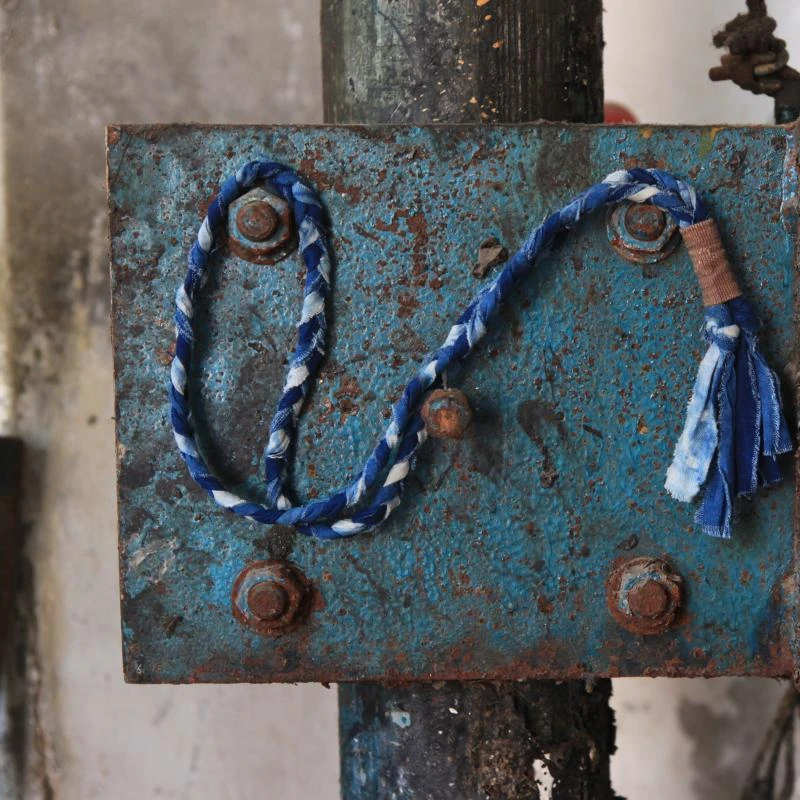 靛DIAN 植物染色手工布料编绳 蓝染复古vintage项链