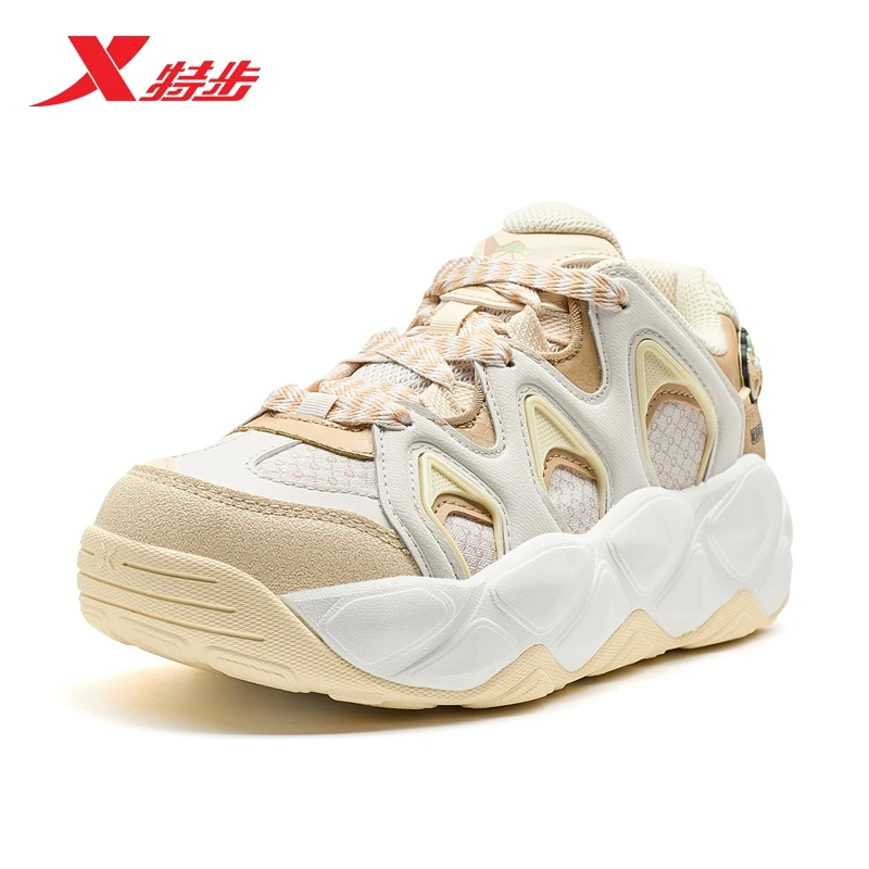 特步菠萝鞋休闲鞋女2025春季新款轻便百搭运动休闲鞋975118320009