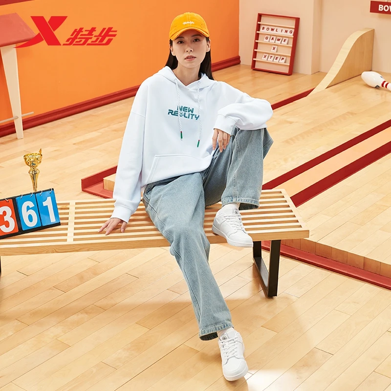 特步塑型科技丨运动卫衣女正品春季新款连帽套头上衣977328930262