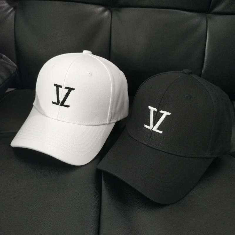 字母ZJ英文字母帽子男女简约鸭舌帽遮阳帽子男女白色棒球帽情侣