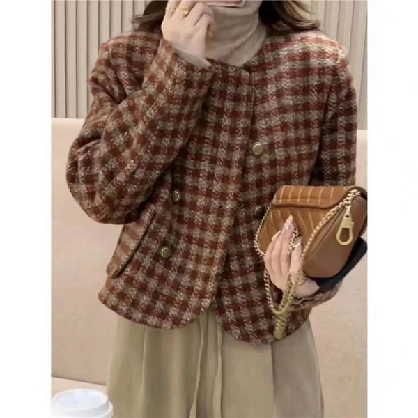 【加棉加厚】外套女士秋冬欧货小香风短款夹棉加厚上衣小个子外套