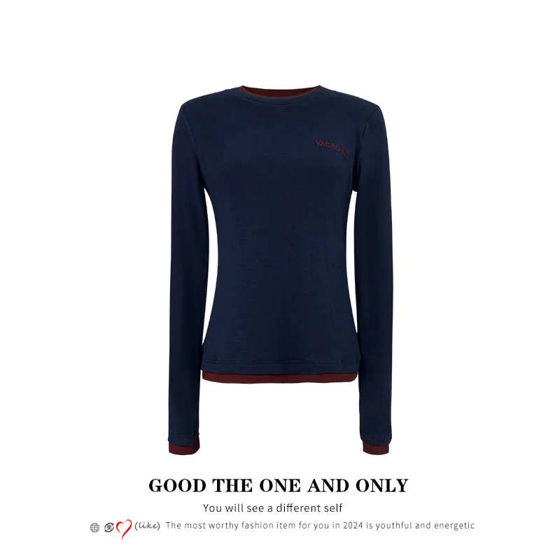 【小红唇】水面膜假两件上衣 103521