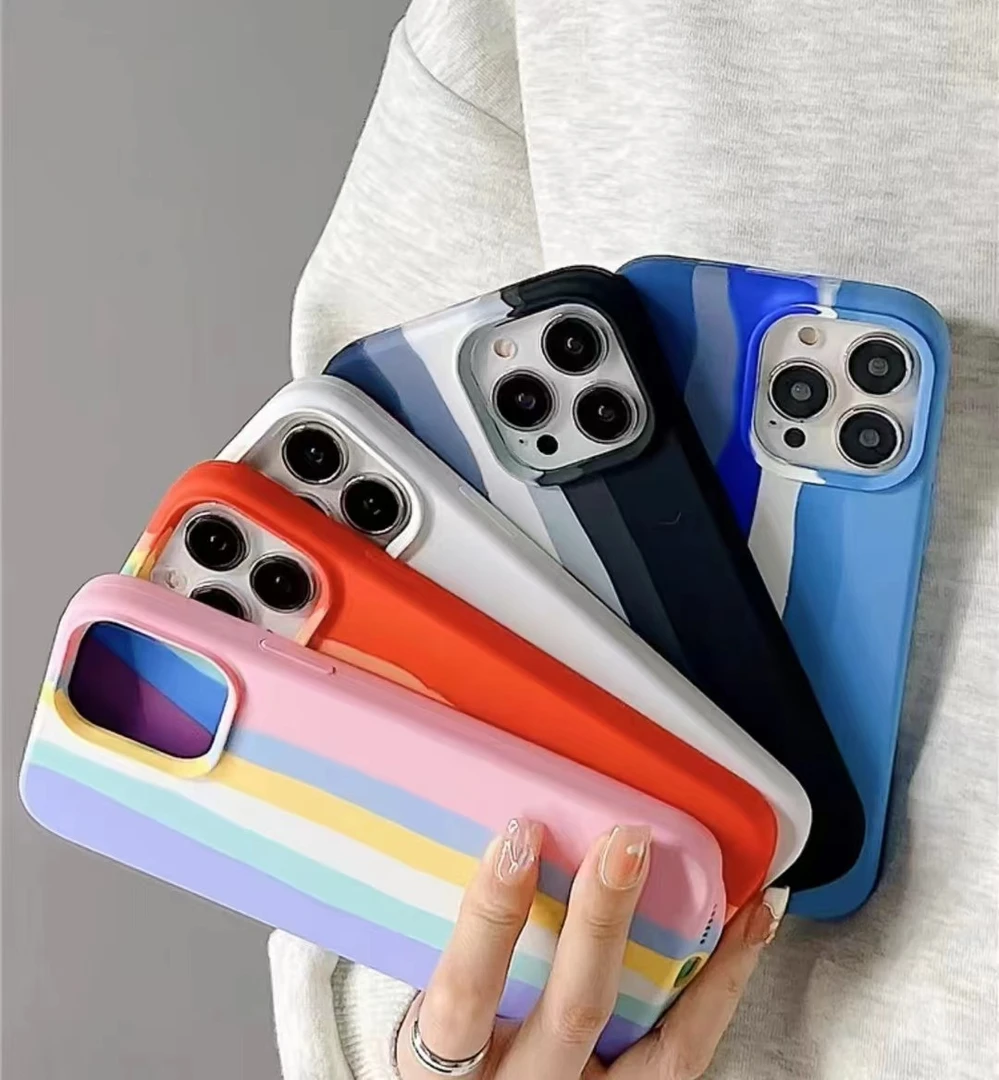 彩虹液态硅胶适用苹果14手机壳iphone13全包防摔15pro耐脏保护套