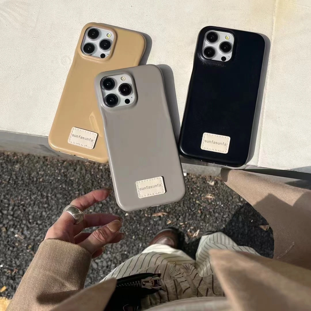小众ins美拉德风高级感手机壳适用iphone14promax复古纯色皮革15