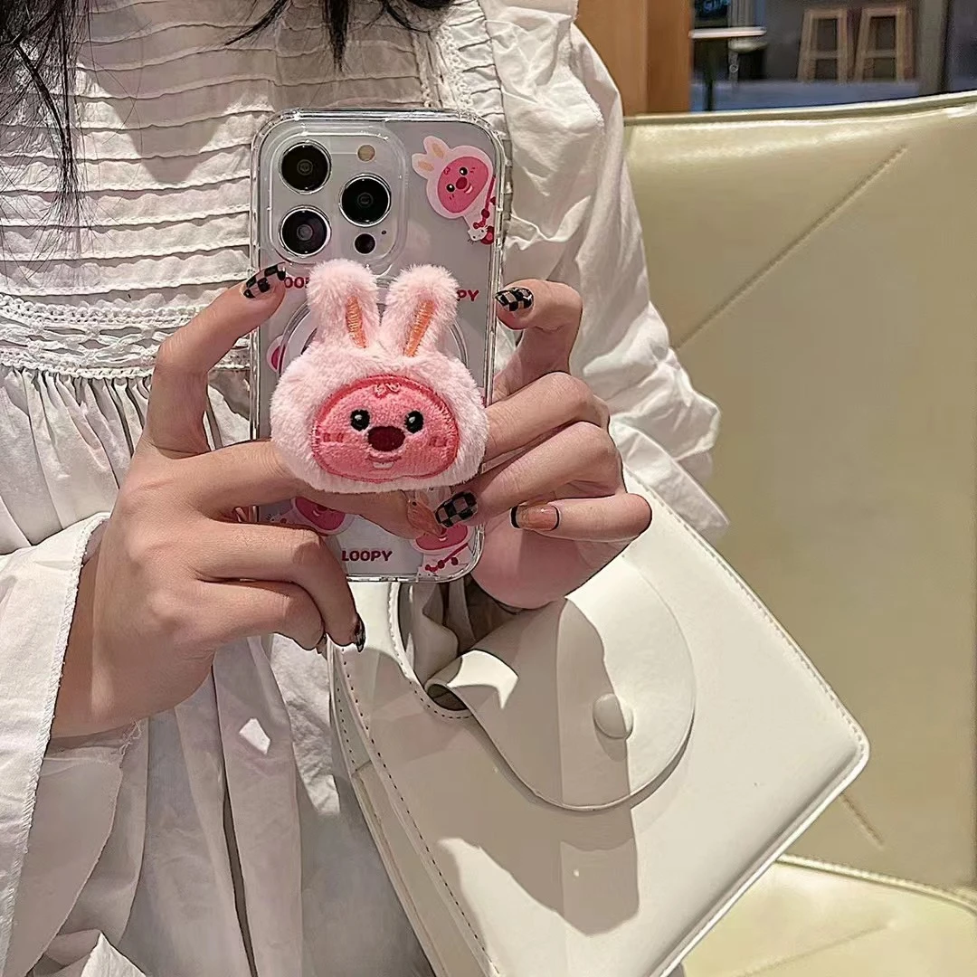 小海狸磁吸支架iphone15promax毛绒12创意14新款13小众趣味保护壳