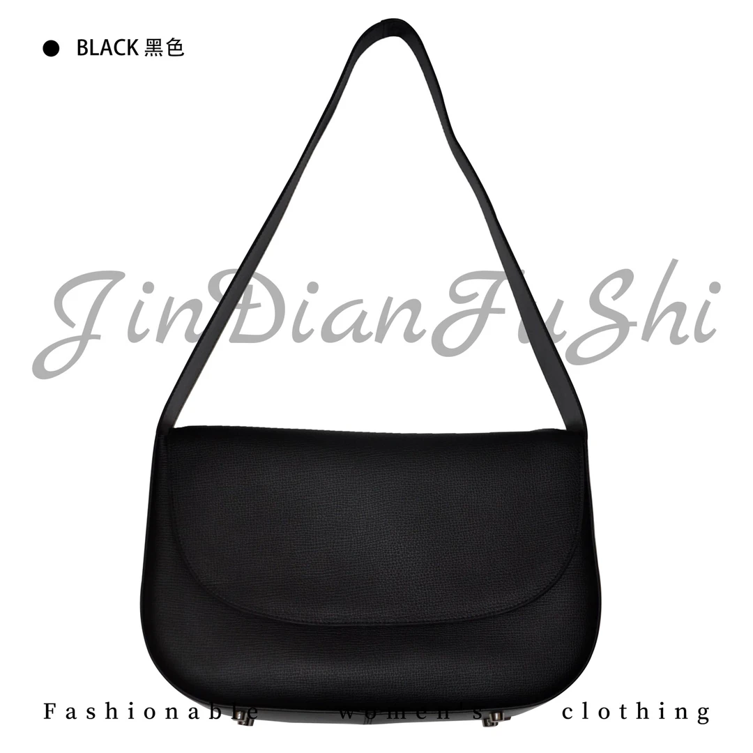 【金典女人服饰】简约气质牛皮翻盖单肩大容量百搭女包 复古包001