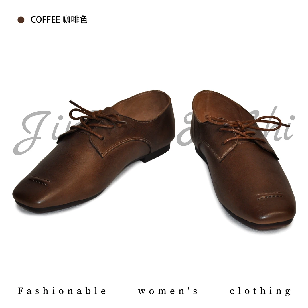 【金典女人服饰】英伦风方头系带平跟单鞋女鞋     软底小皮鞋02-95