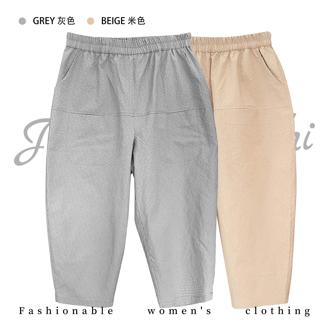 【金典那女人服饰】夏秋新款纹理八分松紧腰灯笼裤 休闲时尚女裤516