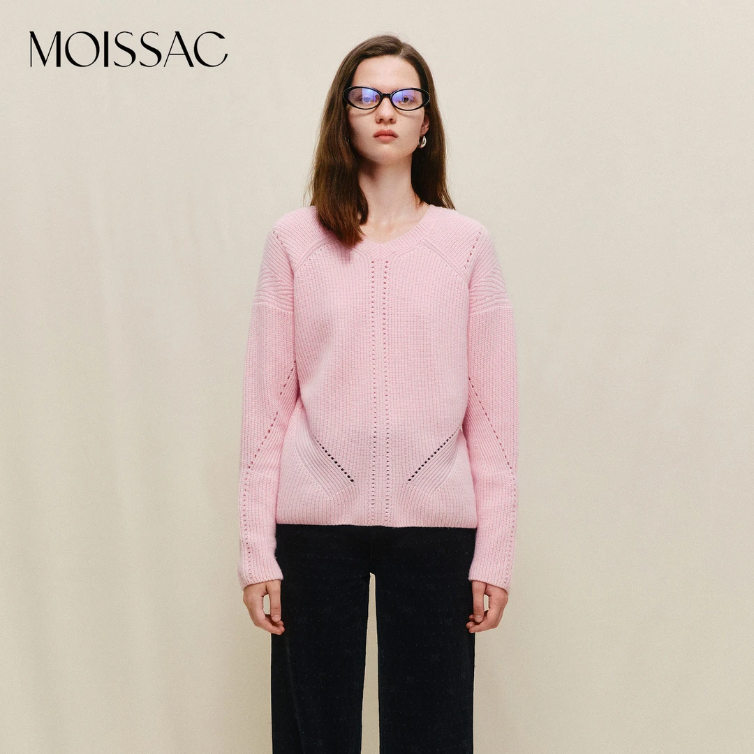 MOISSAC绵羊毛休闲套头毛衣针织衫毛衫女MWDD31007
