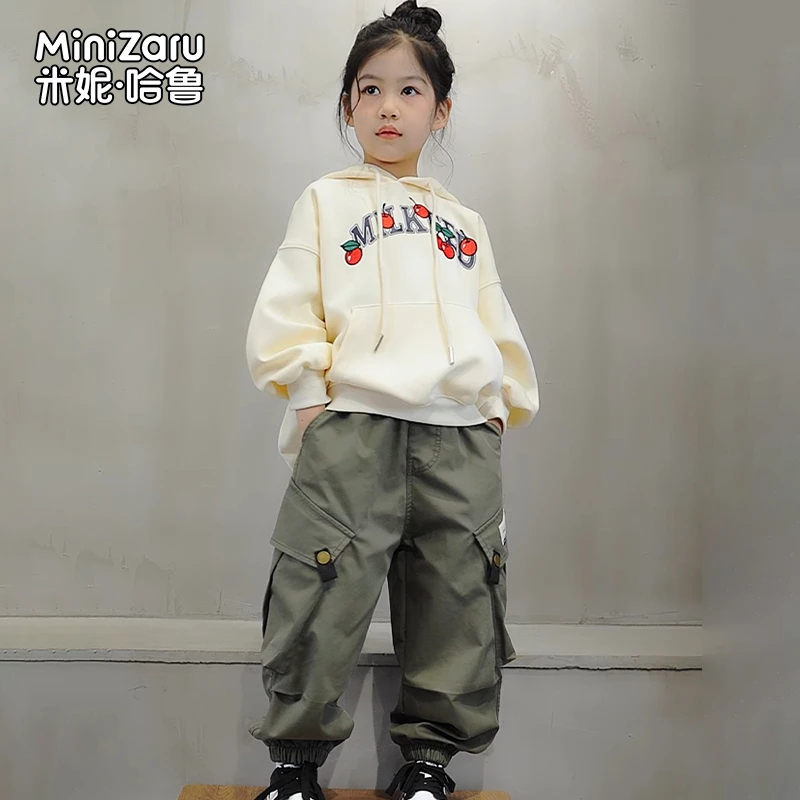 米妮哈鲁韩版春秋休闲新款8-15岁中大童工装裤