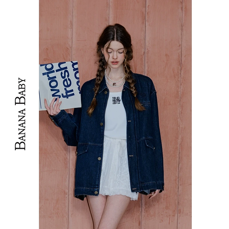 商场同款-BANANA BABY春新款复古丹宁牛仔外套女休闲夹克B251W153