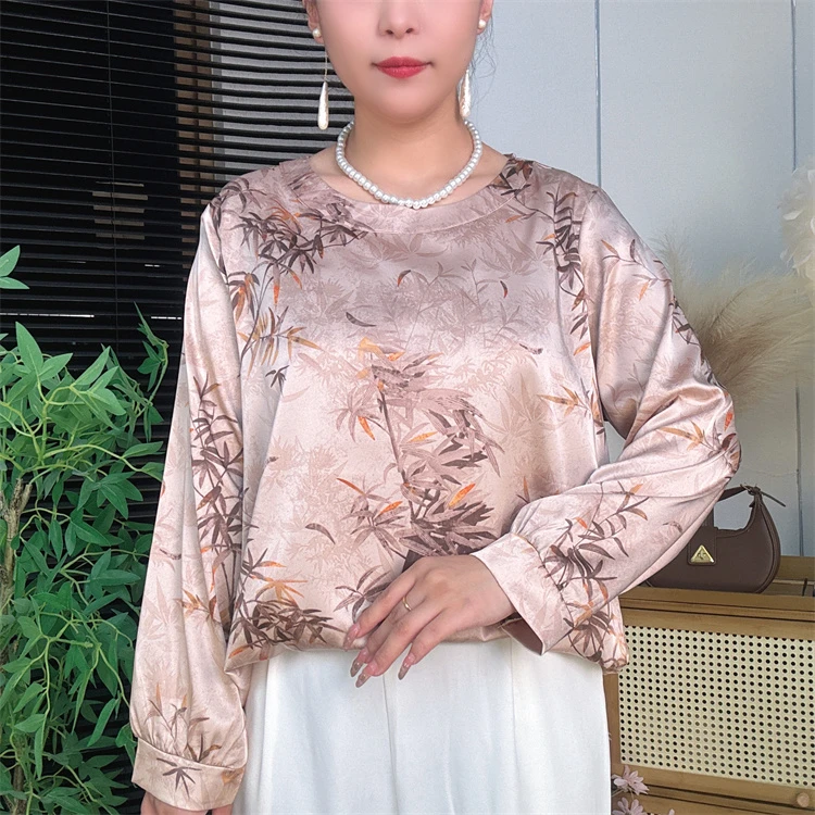 【银竹福来】秋季新款圆领长袖高端洋气显瘦休闲百搭气质妈妈装