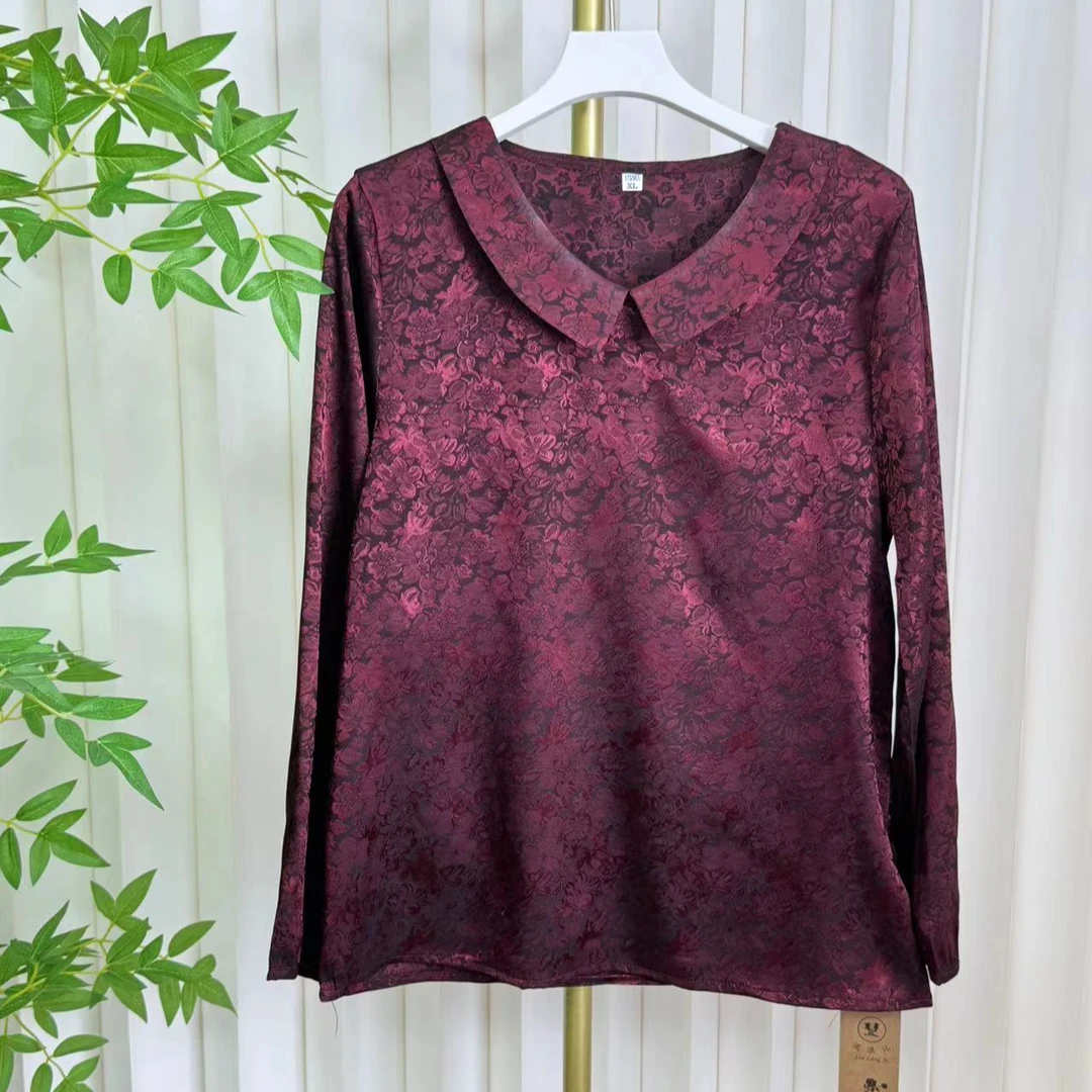 0098早秋新款暗纹提花长袖上衣y1