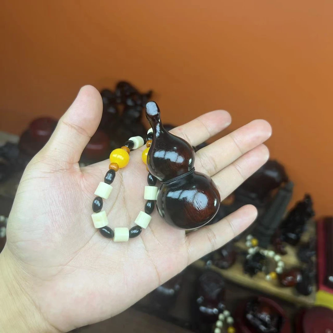 紫檀木【光面葫芦】手把件实木雕刻挂件