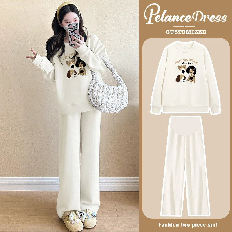 孕妇装秋冬装时尚款2025新款宽松卫衣套装春秋洋气休闲两件套潮妈