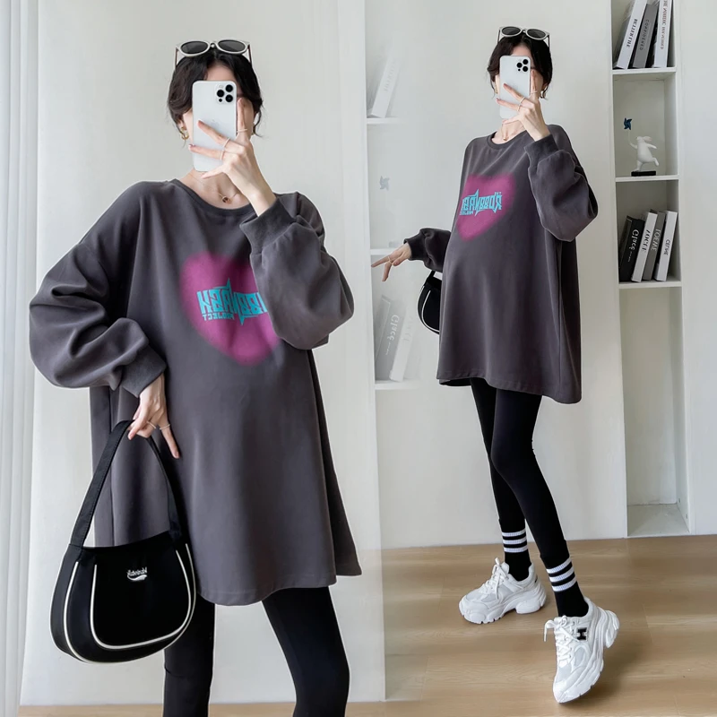 孕妇装秋装2023新款春秋款套装秋冬打底衫卫衣女中长款连衣裙上衣