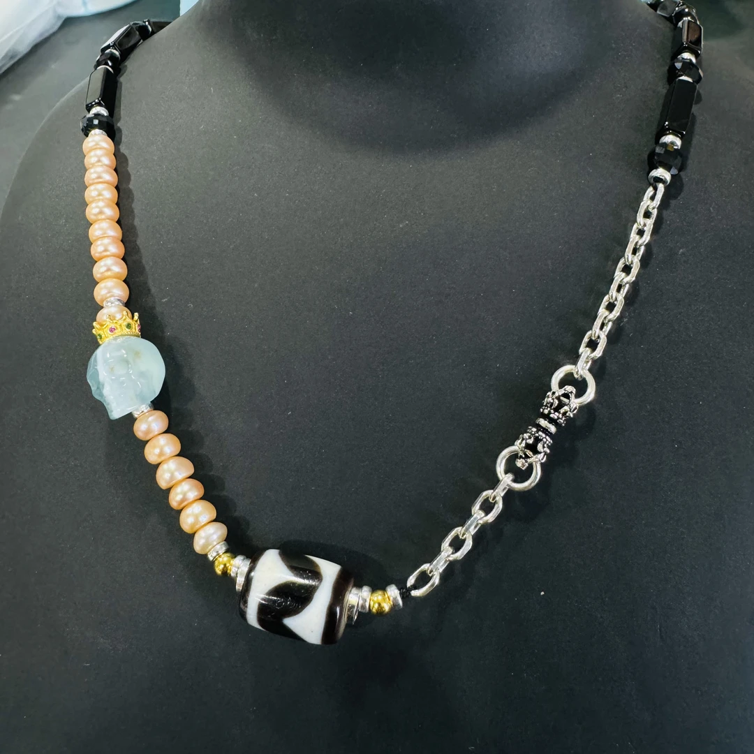 壹加｜手工设计黑白上肯hy玛瑙锁骨链多样性发货