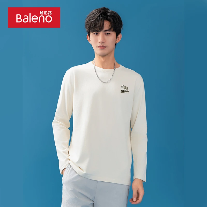 班尼路美式休闲纯棉长袖T恤男款春秋重磅男生打底衫潮流百搭体恤B