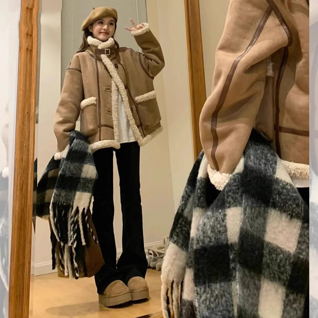 雪千羽黑色加绒高腰微喇牛仔裤女2025秋冬新款弹力修身马蹄喇叭裤