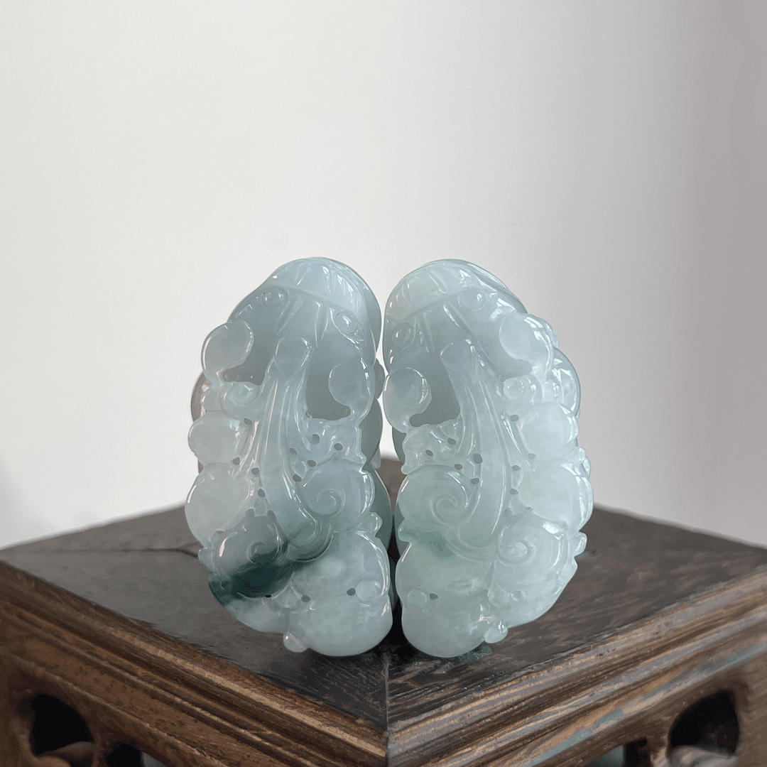 JTB20-94  天然缅甸A货翡翠  一对貔貅