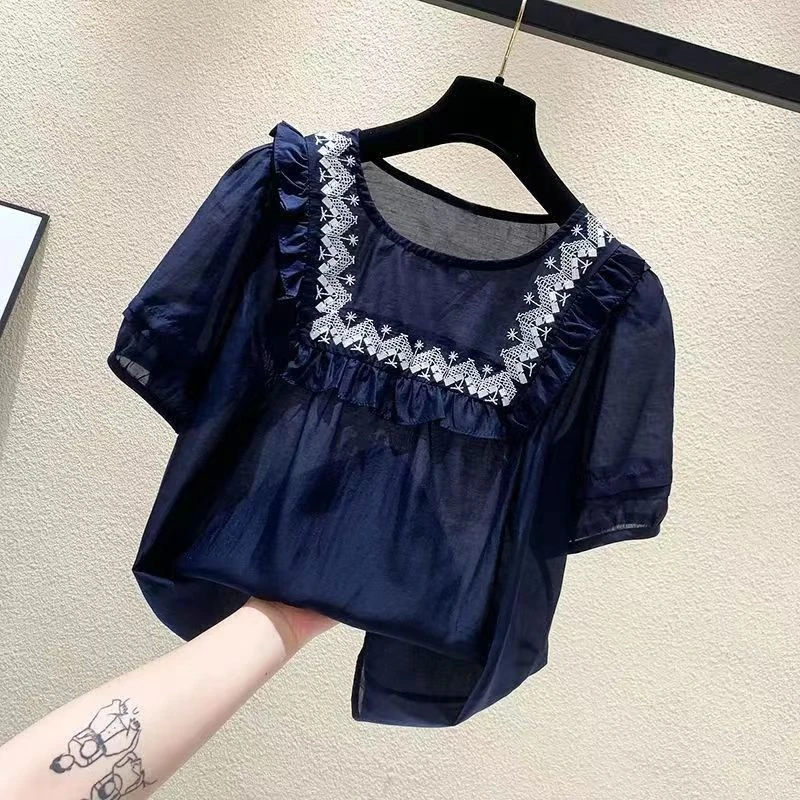 女童娃娃衫2025新款小女孩韩版雪纺衬衫中大童洋气宽松百搭上衣潮
