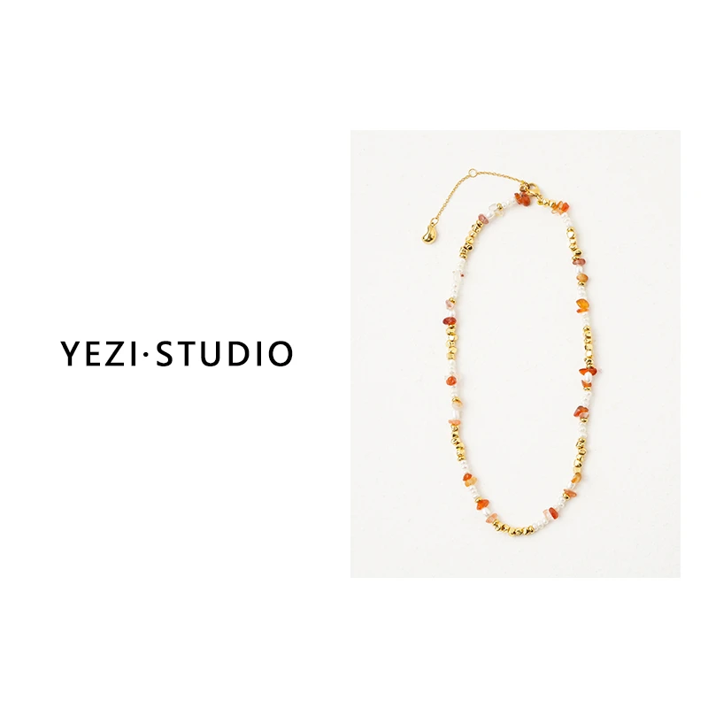 铜项链 时尚百搭气质名媛风手工彩色镀K金串珠项链24256012小众