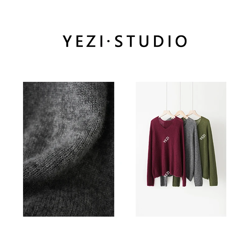 【叶子定制】桑蚕丝羊绒无缝全成型V领套头毛衫24319501