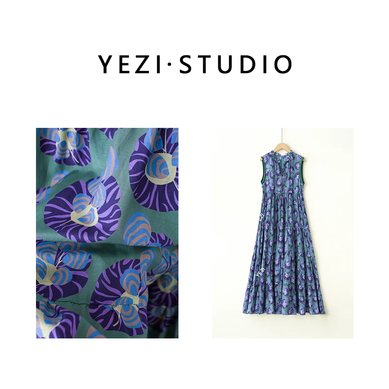 7/14【万花筒】夏日印花宽松无袖连衣裙氧气贝壳绣连衣裙24231560