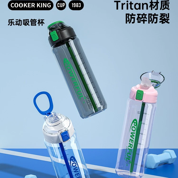 炊大皇吸管杯随行杯弹跳盖简约女学生运动杯清新高颜值水杯健身