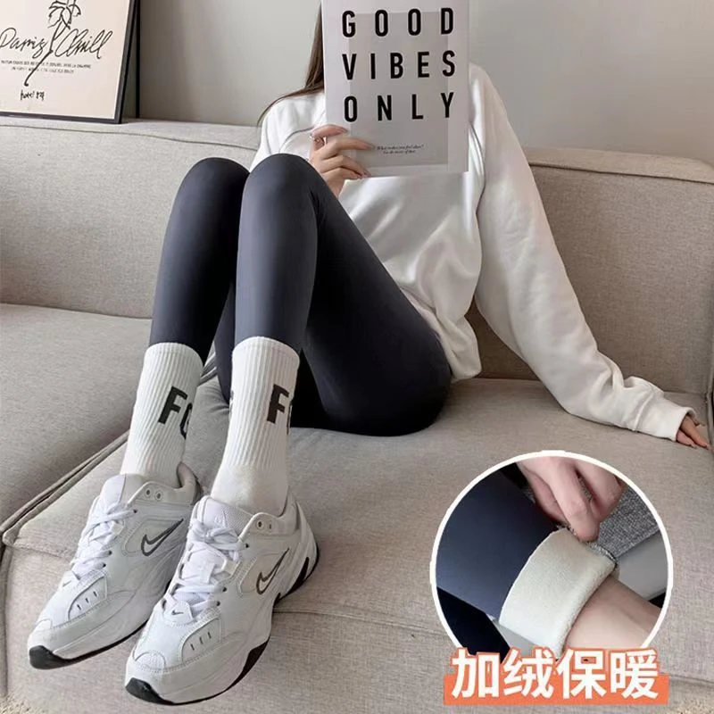 加厚羊羔绒鲨鱼裤女外穿冬季春秋保暖棉裤加绒紧身打底瑜伽芭比裤