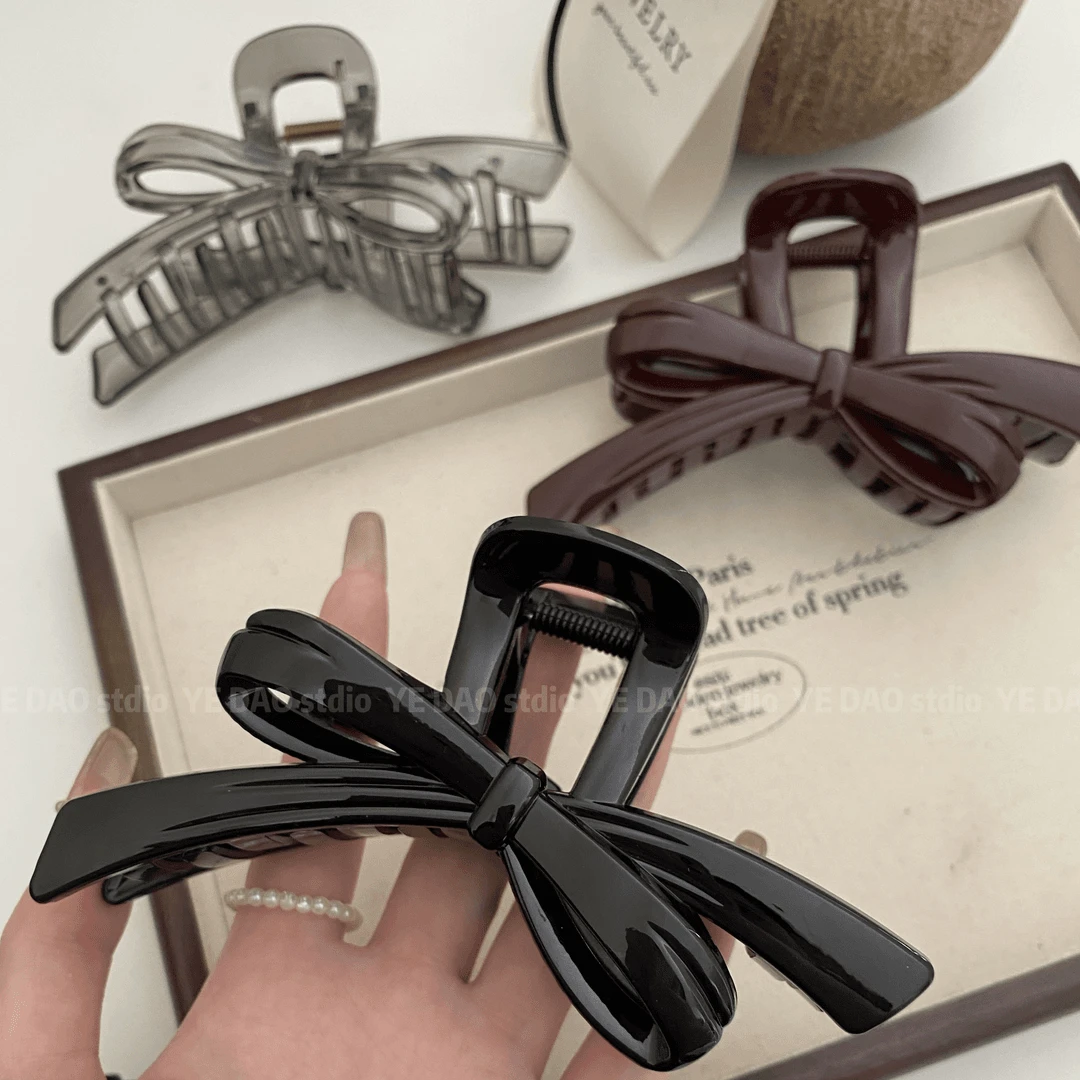 韩系飘带蝴蝶结抓夹2024新款高级感后脑勺发夹气质简约鲨鱼夹B