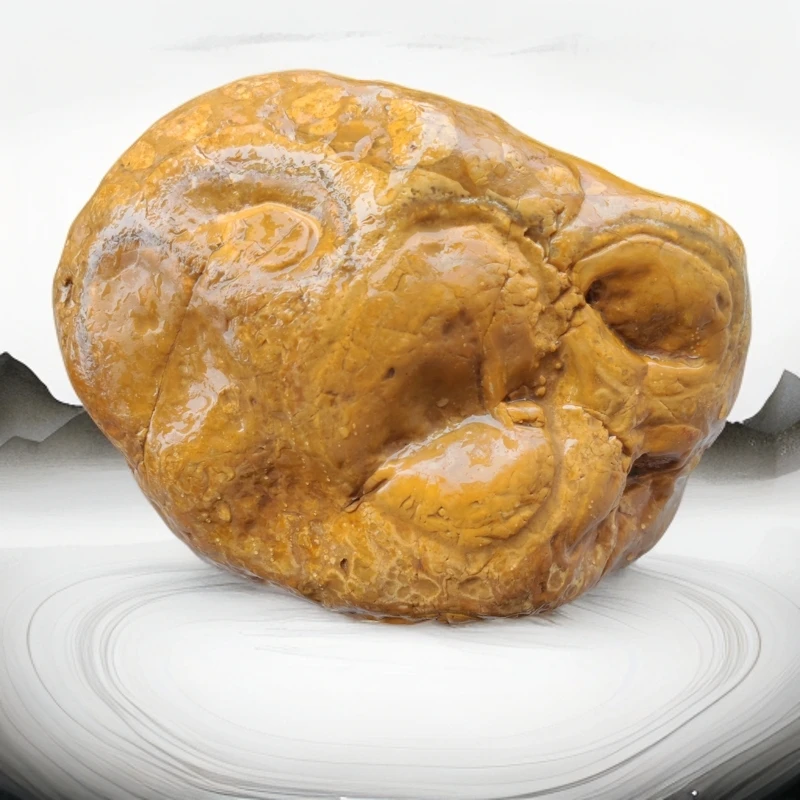 奇石观赏石金钱黄蜡石摆件