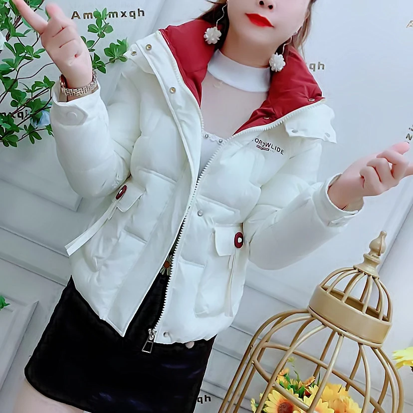 秋冬小个子外套加厚连帽时尚显瘦防寒短款百搭修身棉衣保暖棉服女