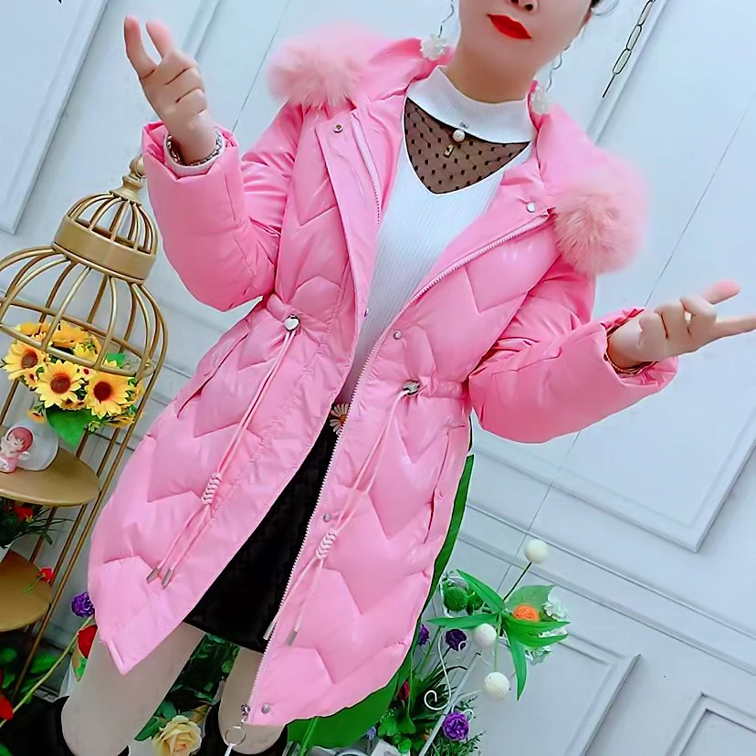 中长款免洗亮面棉服女加厚韩版棉衣修身显瘦连帽时尚冬季外套棉袄