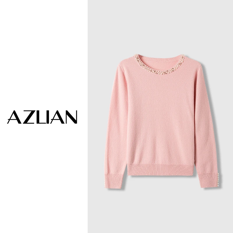 【悦悦定制】套头钉珠针织衫女圆领长袖毛衣 PX-1616