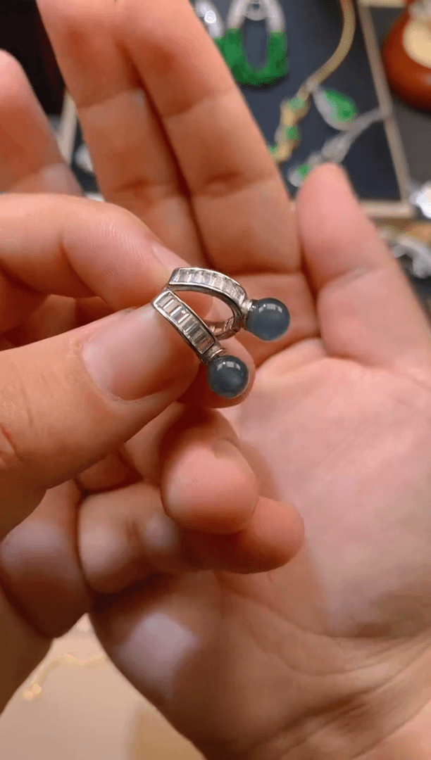 【闪购商品】翡翠耳饰银S925镶嵌耳饰