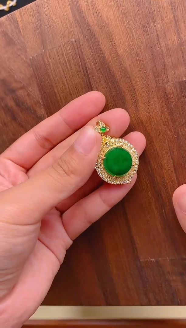 【闪购商品】翡翠吊坠(不含链)银S925镶嵌无事牌