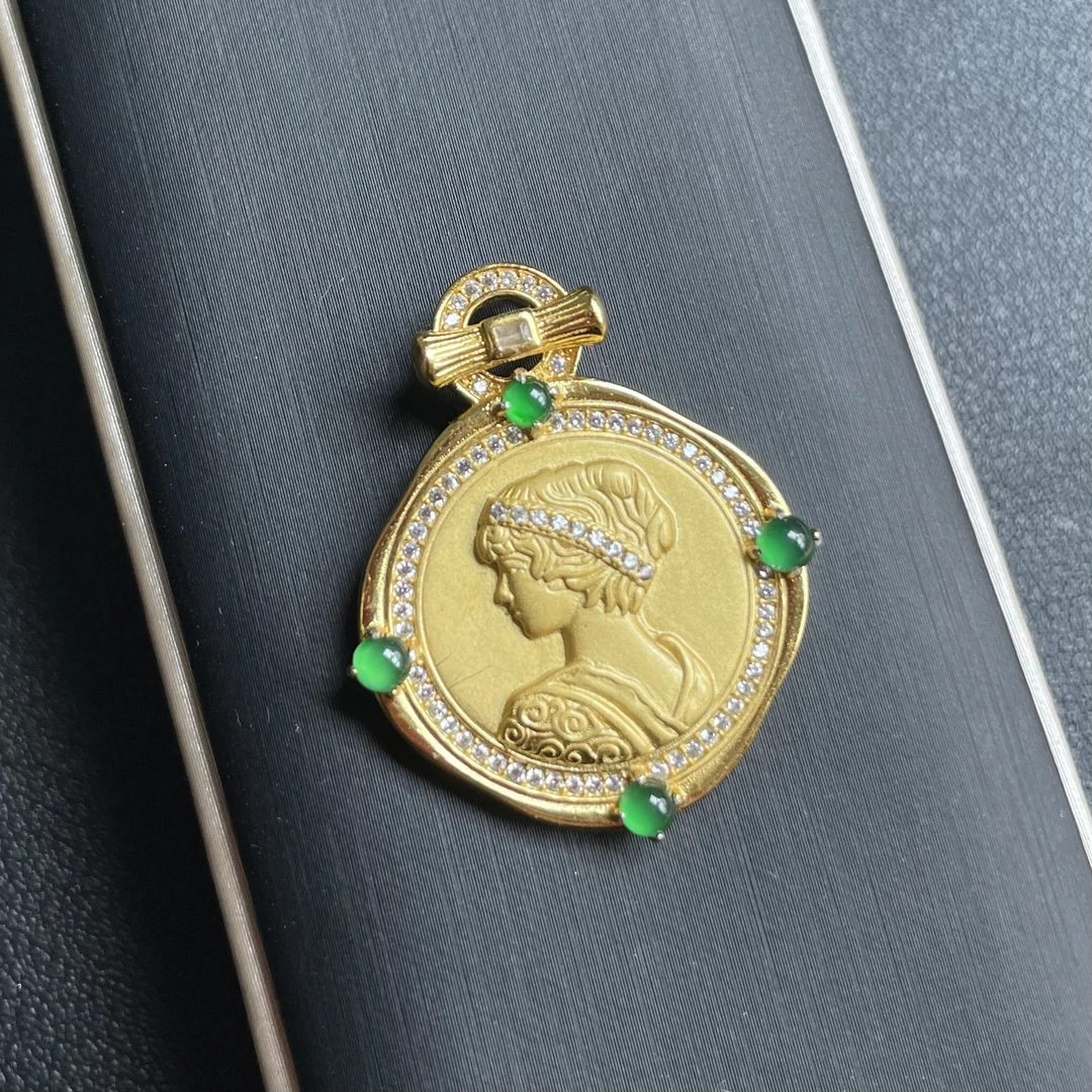 女王币 天然a货翡翠  s925镶嵌