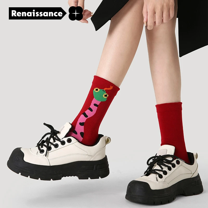 【琳达姐专属】文艺复兴3双装原创新年袜本命年结婚新疆精梳棉红袜