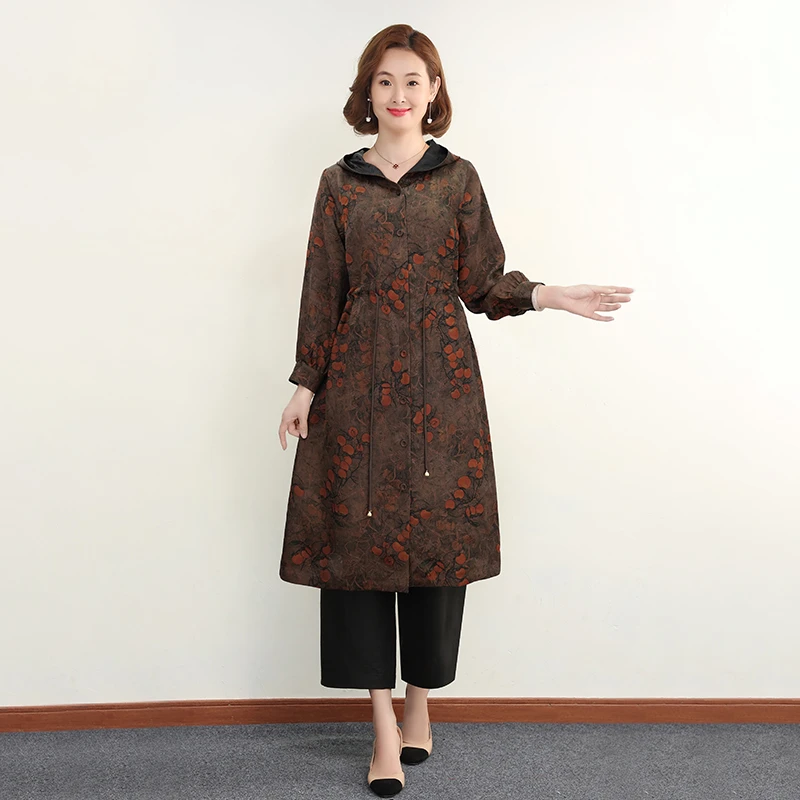 DH-H22058春装女新款真丝香云纱风衣女高端桑蚕丝开衫两面穿大码