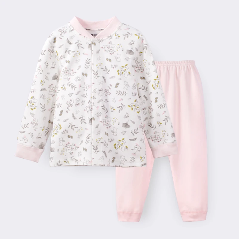 哥比兔婴儿衣服宝宝儿童秋衣套装保暖内衣男童纯棉秋裤女童大码