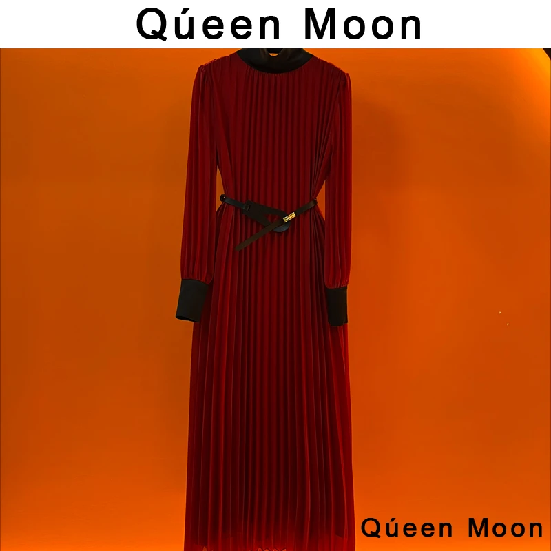 【QúeenMoon】设计师经典时尚法式百褶手工遮肉连衣裙（定制女装）42
