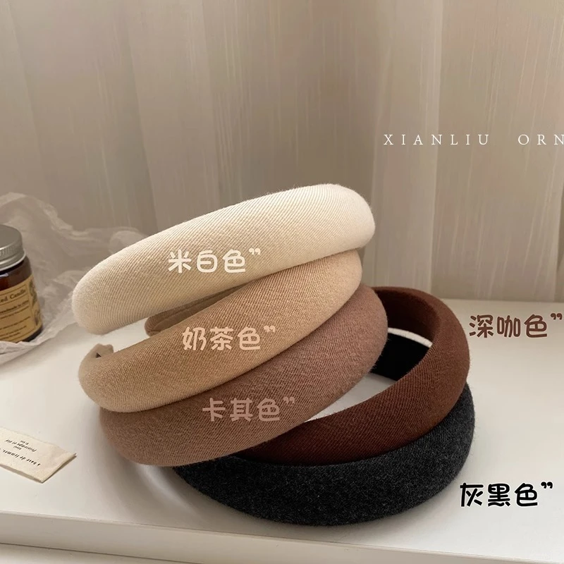 温柔色系发箍~布料超舒服的海绵增高头箍ins韩国棕色发饰洗脸发箍