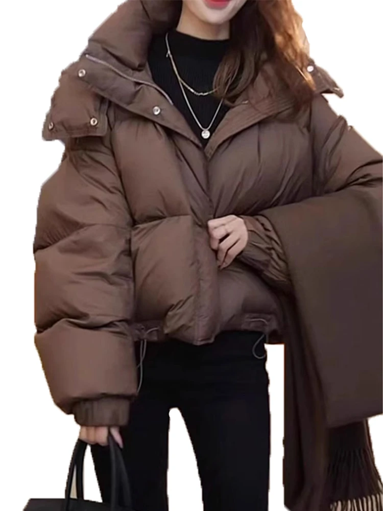 波澄司羽绒服面包服冬季新款爆款美拉德咖色高级感小个子连帽外套