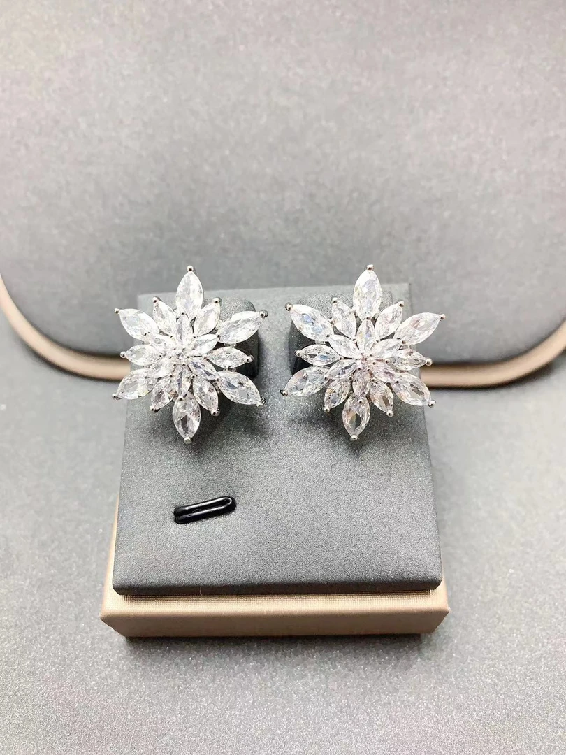 铜合金合成锆石耳饰 4467气质甜美花朵耳环