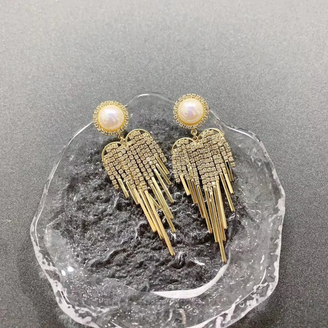 铜合金合成锆石耳饰 2506韩国轻奢时尚流苏耳环